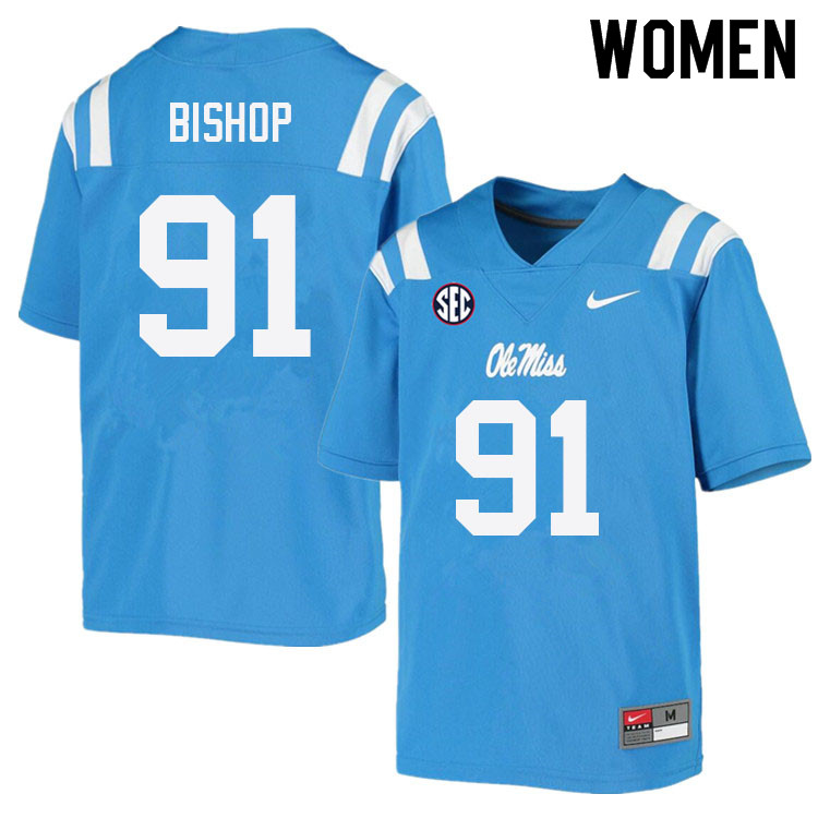 Aubrey Bishop Ole Miss Rebels NCAA Women's Powder Blue #91 Stitched Limited College Football Jersey FMX2558EB